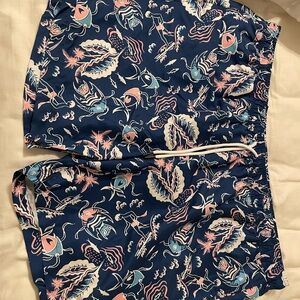 Crown & Ivy Blue and Pink Athletic Shorts with Paisley Print